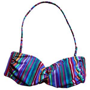 Victoria’s Secret Abstract Rainbow Stripe Crossover Beach Bikini Swim Top-XS